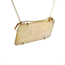 Load image into Gallery viewer, Victorian 14kt Yellow Gold Carved Mother of Pearl Gambling Chip Necklace