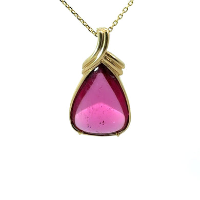 Late Century Cabochon Rubellite Tourmaline Pendant