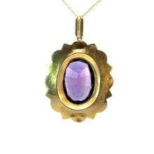 Load image into Gallery viewer, Victorian 15kt Yellow Gold, Amethyst + Natural Seed Pearls Pendant