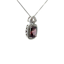 Load image into Gallery viewer, Modern 14kt White Gold, Purple Zircon + Diamonds, Necklace