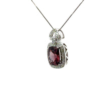 Load image into Gallery viewer, Modern 14kt White Gold, Purple Zircon + Diamonds, Necklace