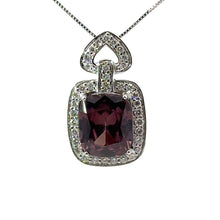 Load image into Gallery viewer, Modern 14kt White Gold, Purple Zircon + Diamonds, Necklace