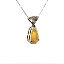 Load image into Gallery viewer, Late Century 14kt White Gold, Ethiopian Opal + Diamond, Pendant