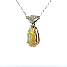 Load image into Gallery viewer, Late Century 14kt White Gold, Ethiopian Opal + Diamond, Pendant