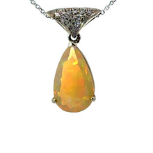 Load image into Gallery viewer, Late Century 14kt White Gold, Ethiopian Opal + Diamond, Pendant