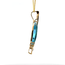Load image into Gallery viewer, Late Century 14kt Yellow Gold Blue Topaz Cut Sails + Diamonds, Sailboat Pendant